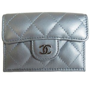 CHANEL Silver Leather Wallet